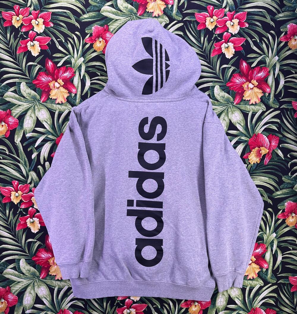 VTG Adidas Originals Big Trefoil logos Gray Hoodie Sz 2XL